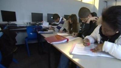 Young people studying at school