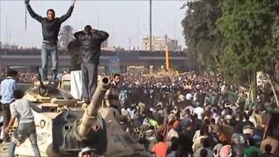 Protesters clash in Tahrir Square, Cairo