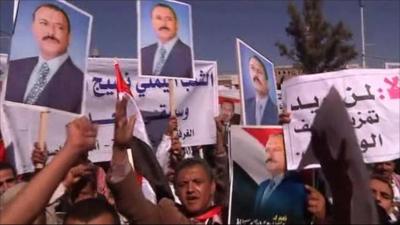 Supporters of President Ali Abdullah Saleh in Yemen