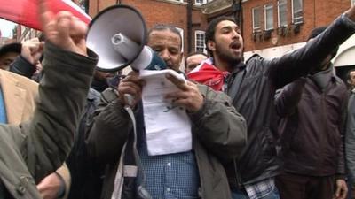 British Egyptians protesting in London