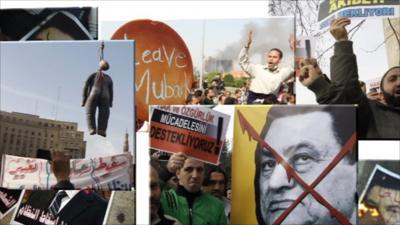 Anti-Mubarak posters