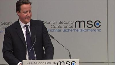 David Cameron at a security conference in Germany