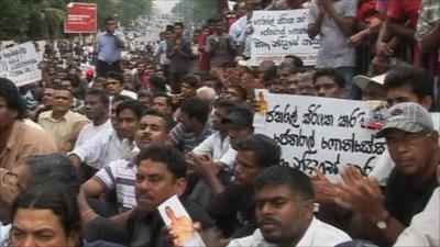 Protesters outside the prison