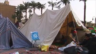 A tent in Tahrir Square