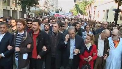 Greek doctors protesting in Athens