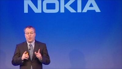 Nokia chief executive Stephen Elop announces the company's alliance with Microsoft