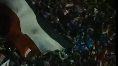 Protesters waving the flag