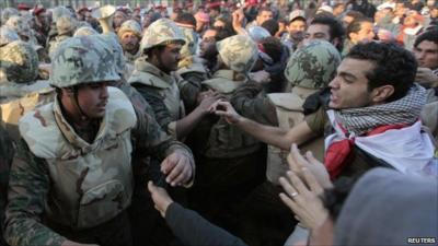 Army and protesters in Cairo