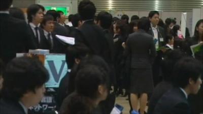 Japanese students at recruitment fair