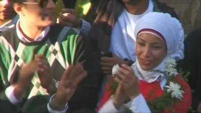 Egyptians celebrating in the streets