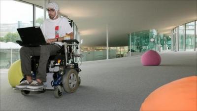 The prototype wheelchair in action