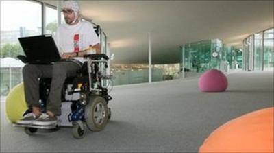 The prototype wheelchair in action