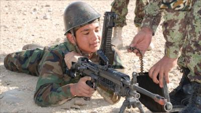 Mirajuddin learns to use a gun