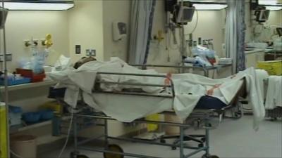 A patient in a hospital bed