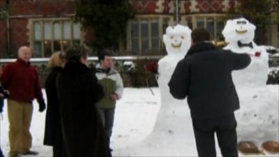 Snow bride and groom