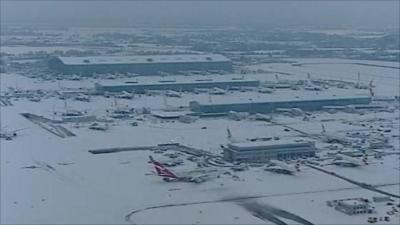 Snow covered airport