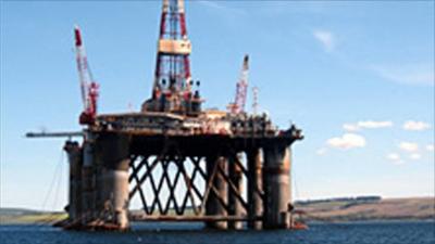 A drilling rig near the Scottish Highlands, the Ocean Guardian