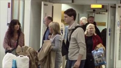 Passengers arriving at Gatwick airport