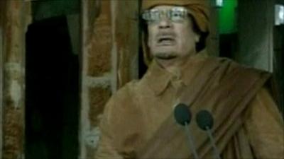 Libyan leader Col Muammar Gaddafi