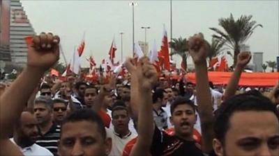 Marchers in Manama, Bahrain