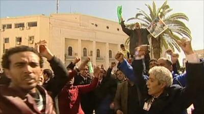 Gaddafi supporters in Tripoli