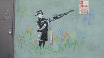 Banksy street drawing