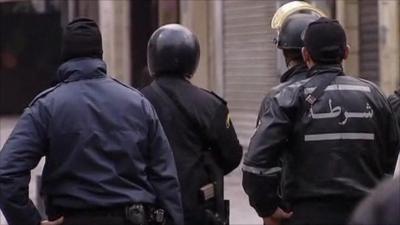 Riot police in Tunis