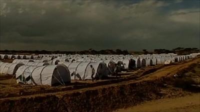 Tents set up by the UN