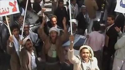 Protesters in Yemen