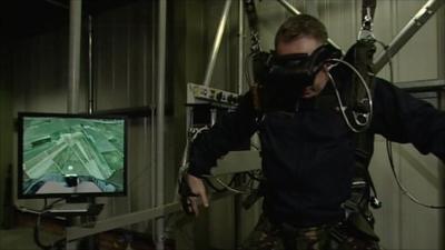 Virtual skydive training machine