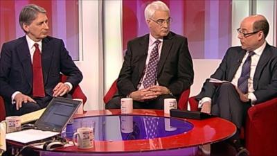 Philip Hammond, Alistair Darling and Nick Robinson