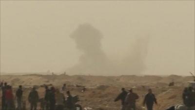 Bomb dropped in the distance in Libya