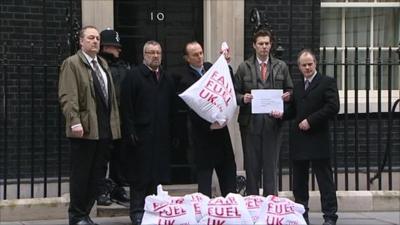 Protesters hand in petition at Downing Street