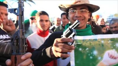 Supporters of Colonel Gaddafi in Tripoli