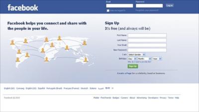 Facebook front page