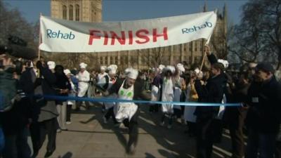 Pancake race finishing line