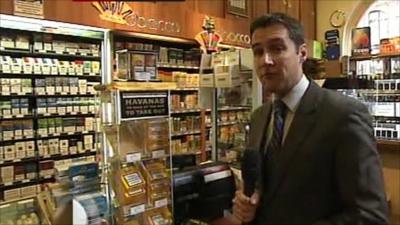 Anthony Bartram at a tobacconist