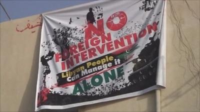 A poster in Libya calls for 'no foreign intervention'