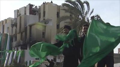 Gaddafi supporters celebrate in Zawiya