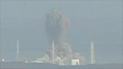 A huge column of smoke billows from Fukushima Daiichi's reactor 3