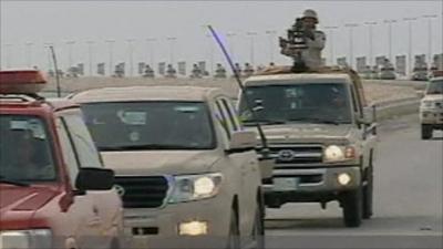 Saudi troops on Causeway towards Bahrain today