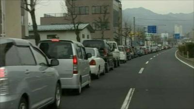 Petrol queues in Yamagata, Japan