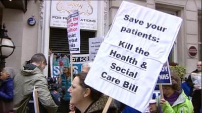 Protesters outside the BMA meeting