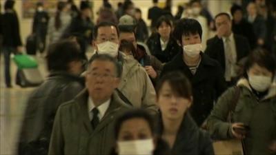 People in Japan wearing face masks