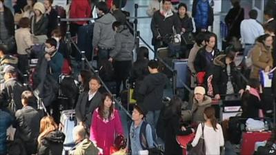 Queues at Haneda Airport