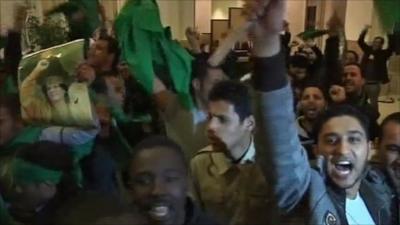 Gaddafi supporters in Tripoli