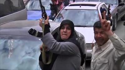 Rebels celebrating in Benghazi