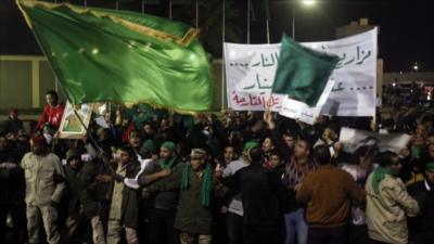 Gaddafi supporters in Tripoli