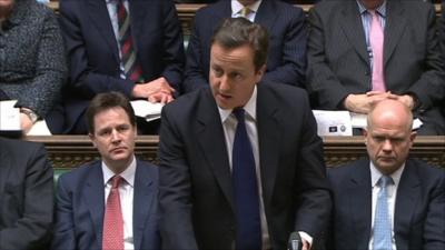 PM David Cameron speaking in the House of Commons