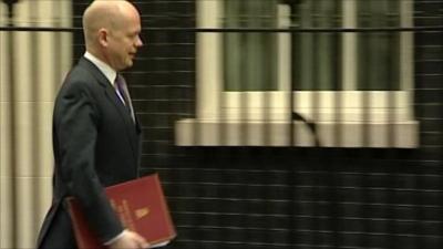 Foreign Secretary William Hague arrives at Number 10 Downing Street